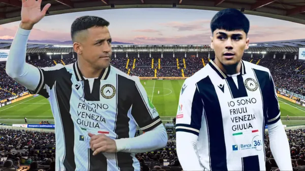 Alexis Sánchez y Damián Pizarro (Foto tomada de: Udinese)