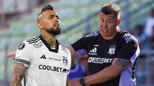 Arturo Vidal y Jorge Almirón (Foto tomada de: Colo-Colo/La Tercera)