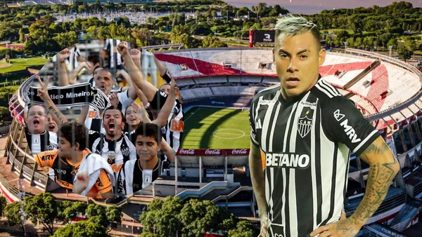 Eduardo Vargas e hinchas de Atlético Mineiro (Foto tomada de: Forbes/Atlético Mineiro/Nexo)