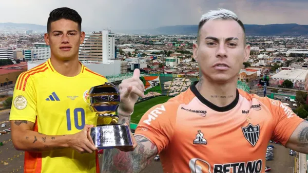 Eduardo Vargas y James Rodríguez (Foto tomada de: ESPN/Colombia/Atlético Mineiro)