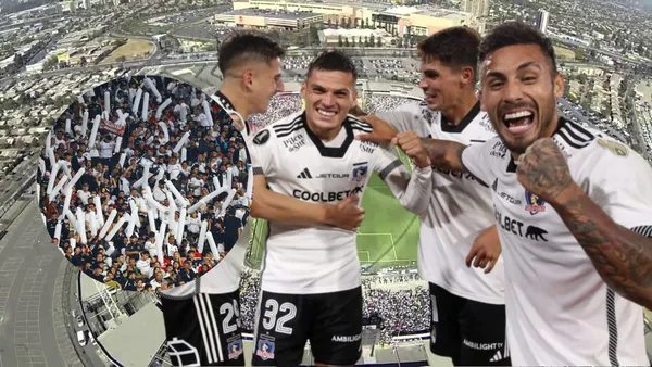 Hinchas de Colo-Colo y jugadores de Colo-Colo (Foto tomada de: Colo-Colo/Sentimiento/ADN)