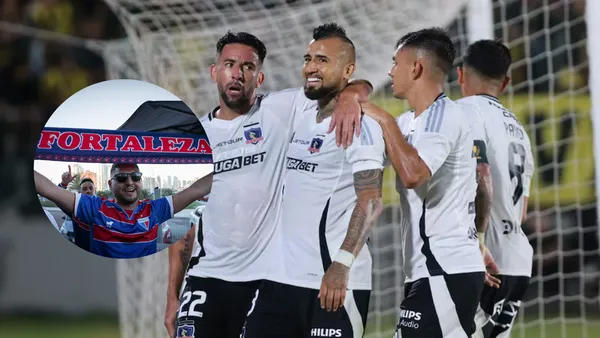 Hinchas de Fortaleza y jugadores de Colo-Colo (Foto tomada de: Colo-Colo/Infobae)