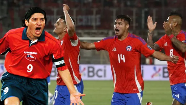 Iván Zamorano y jugadores de La Roja (Foto tomada de: Chile/CONMEBOL)