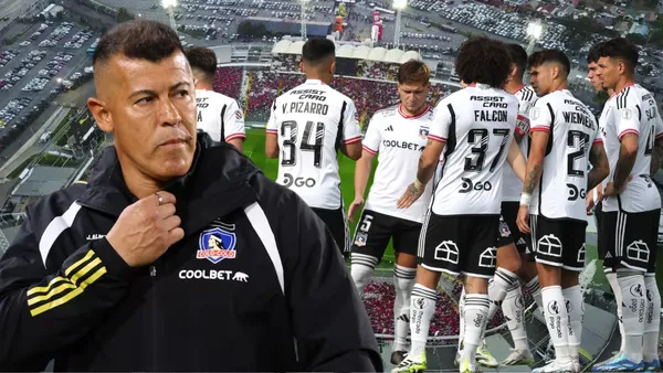 Jorge Almirón y jugadores de Colo Colo (Foto tomada de: Top/Colo Colo/TNT)