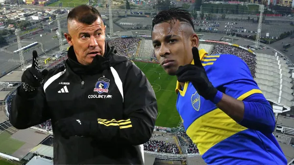 Jorge Almirón y Sebastián Villa (Foto tomada de: Colo Colo/SR/TNT)