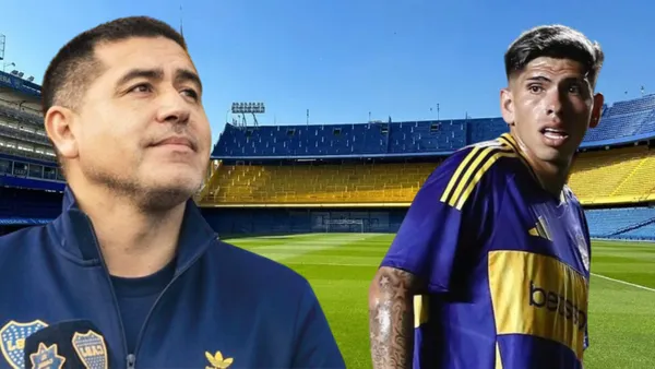 Juan Román Riquelme y Carlos Palacios (Foto tomada de: Free/Boca Juniors)