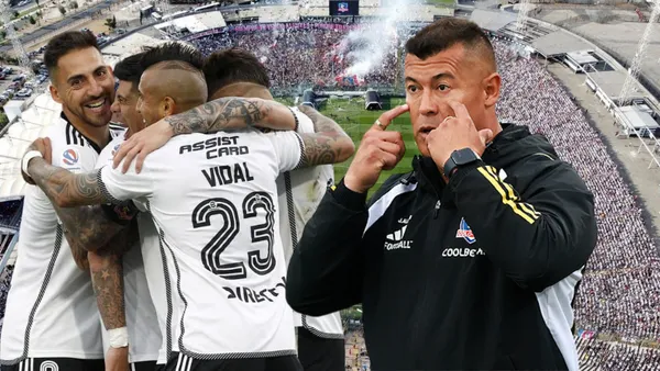 Jugadores de Colo Colo y Jorge Almirón (Foto tomada de: Wikipedia/Colo Colo/Sabes)