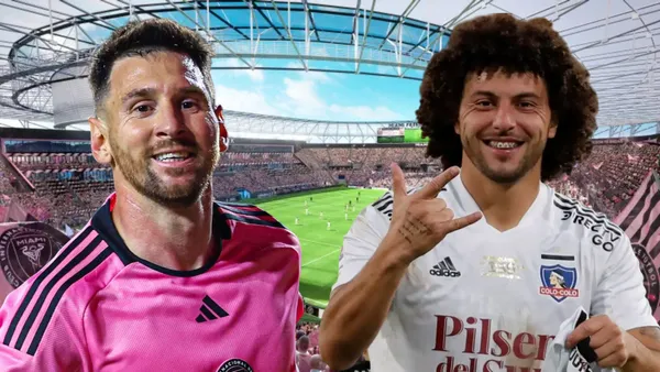 Lionel Messi y Maximiliano Falcón (Foto tomada de: Inter Miami/Colo Colo/Andina)