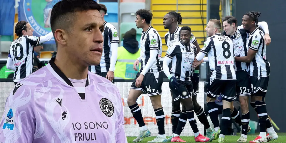 Alexis Sánchez y jugadores del Udiense (Foto tomada de: Italia/Udinese)