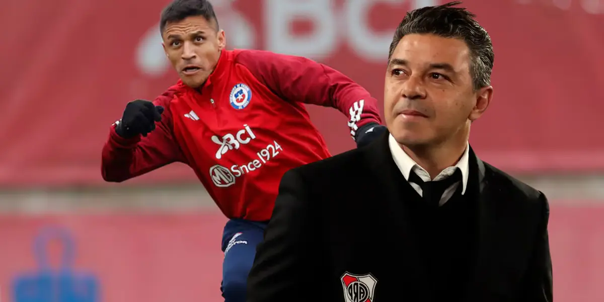 Alexis Sánchez y Marcelo Gallardo (Foto tomada de: La Roja/River Plate)