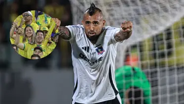 Arturo Vidal e hinchas de Atlético Bucaramanga (Foto tomada de: T13/Atlético Bucaramanga)