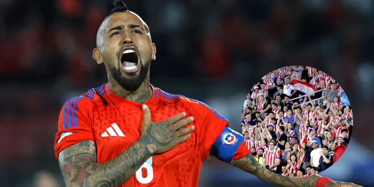 Arturo Vidal e hinchas de Paraguay (Foto tomada de: La Roja/Nación)