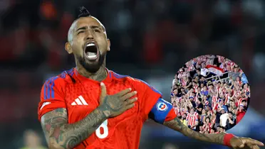 Arturo Vidal e hinchas de Paraguay (Foto tomada de: La Roja/Nación)