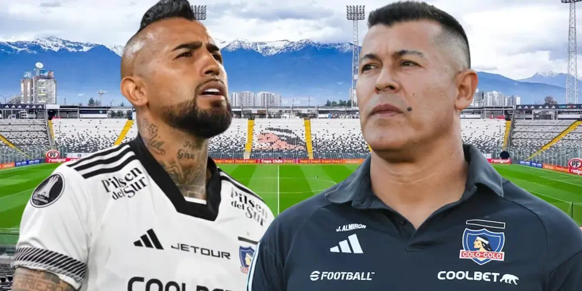 Arturo Vidal y Jorge Almirón (Foto tomada de: Colo-Colo/ADN/LM)