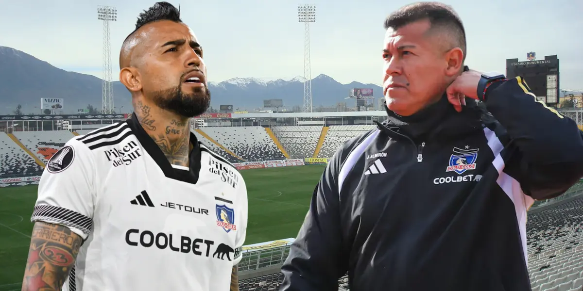 Arturo Vidal y Jorge Almirón (Foto tomada de: Colo Colo/La Razón)
