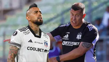 Arturo Vidal y Jorge Almirón (Foto tomada de: Colo-Colo/La Tercera)