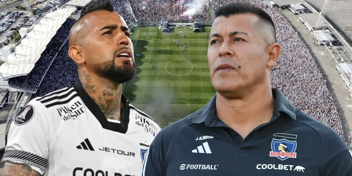 Arturo Vidal y Jorge Almirón (Foto tomada de: Colo-Colo/LM/La Tercera)