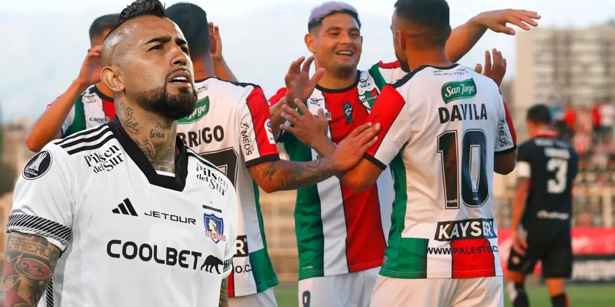 Arturo Vidal y jugadores de Palestino (Foto tomada de: La Razón/T13)