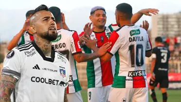 Arturo Vidal y jugadores de Palestino (Foto tomada de: La Razón/T13)