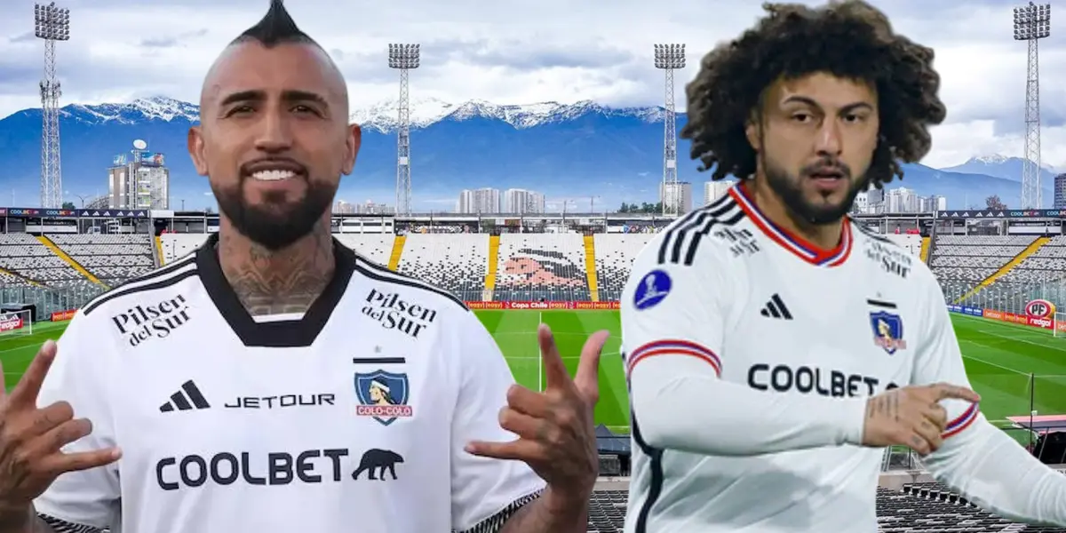 Arturo Vidal y Maximiliano Falcón (Foto tomada de: Colo Colo/La Hora)