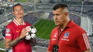 Darwin Núñez y Jorge Almirón (Foto tomada de: Colo Colo/UEFA)