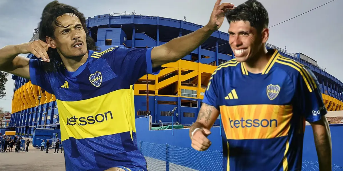 Edinson Cavani y Carlos Palacios (Foto tomada de: Wikipedia/Boca Juniors)