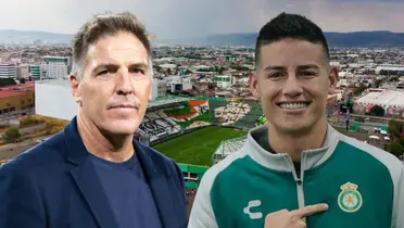 Eduardo Berizzo y James Rodríguez (Foto tomada de: León/Infinita)
