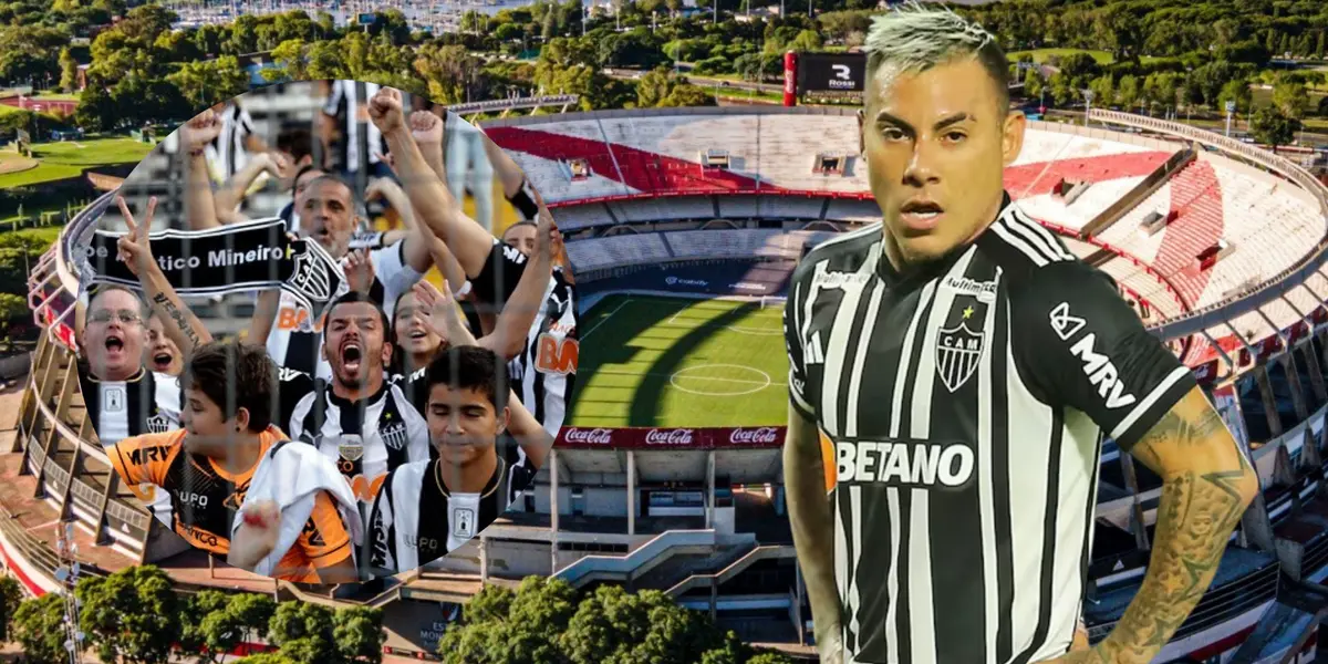 Eduardo Vargas e hinchas de Atlético Mineiro (Foto tomada de: Forbes/Atlético Mineiro/Nexo)