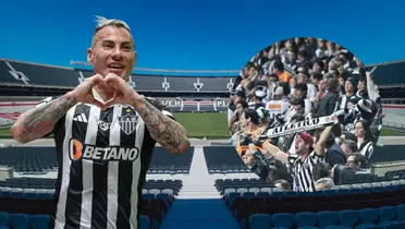Eduardo Vargas e hinchas de Atlético Mineiro (Foto tomada de: River Plate/Atlético Mineiro)
