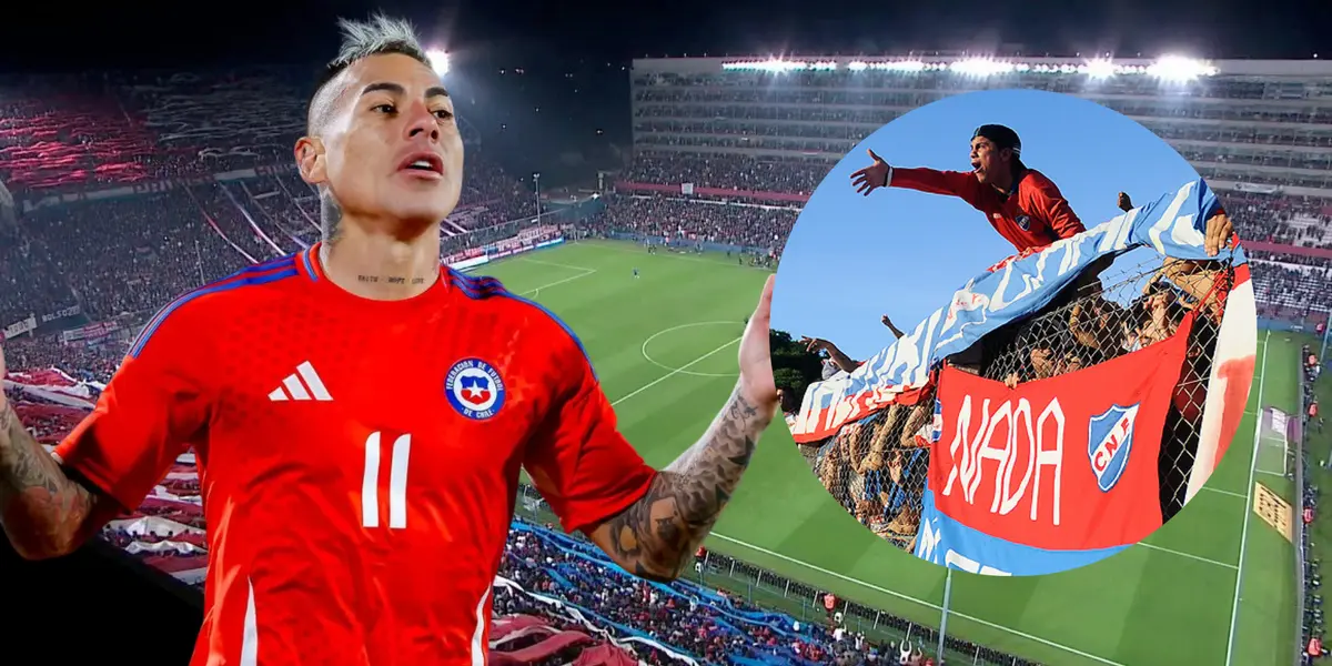 Eduardo Vargas e hinchas de Nacional (Foto tomada de: Wikipedia/Tenfield/Top)