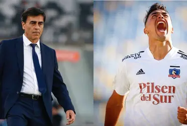 El entrenador de Colo Colo celebra en la previa del partido con el cuadro brasileño.