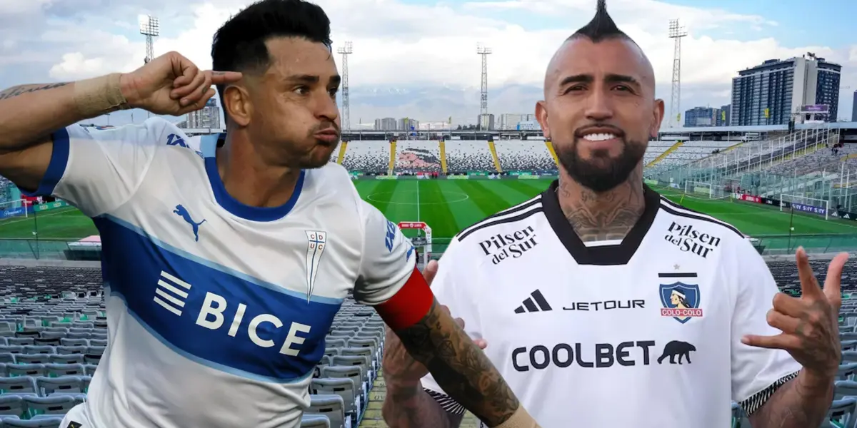Fernando Zampedri y Arturo Vidal (Foto tomada de: Colo Colo/Universidad Católica)