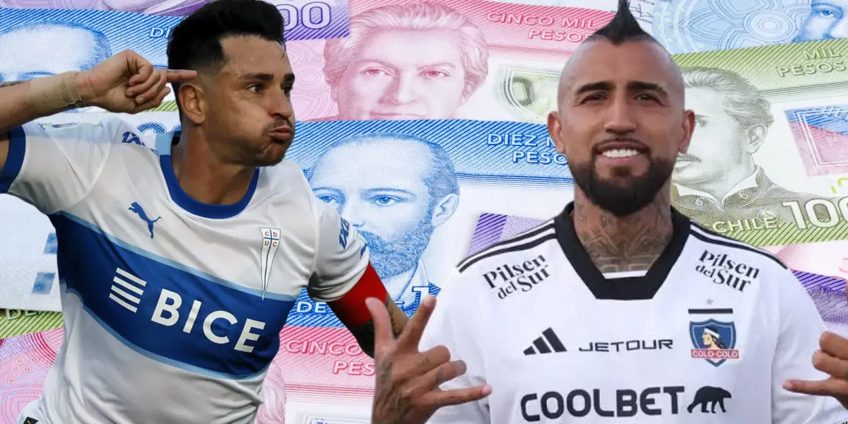 Fernando Zampedri y Arturo Vidal (Foto tomada de: Remitly/Colo Colo/Universidad Católica)