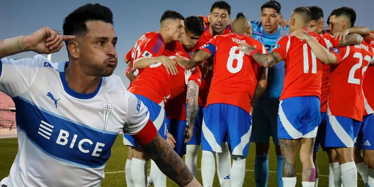 Fernando Zampedri y jugadores de La Roja (Foto tomada de: Monumentos/Universidad Católica/La Roja)