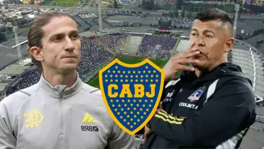 Filipe Luis y Jorge Almirón (Foto tomada de: Colo Colo/TNT/Flamengo)