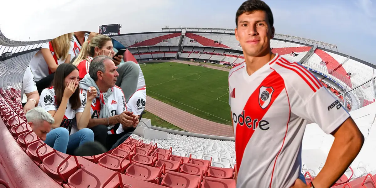 Gonzalo Tapia e hinchas de River Plate (Foto tomada de: Goal/River Plate/Infobae)