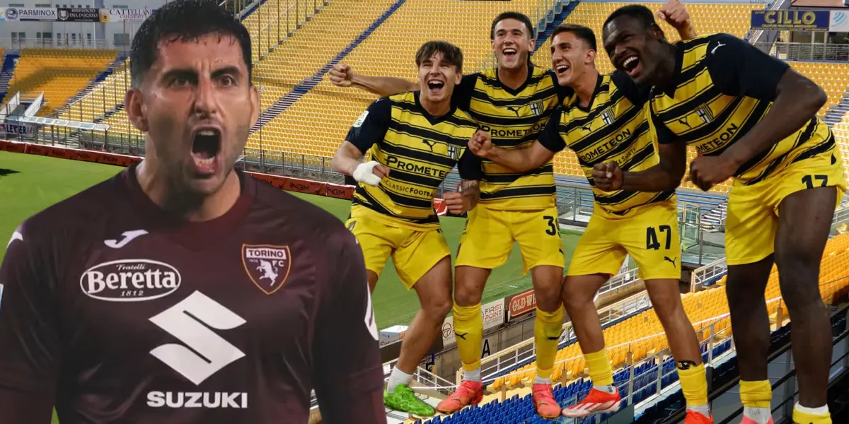 Guillermo Maripán y jugadores de Parma (Foto tomada de: Parma/Torino/Parma)