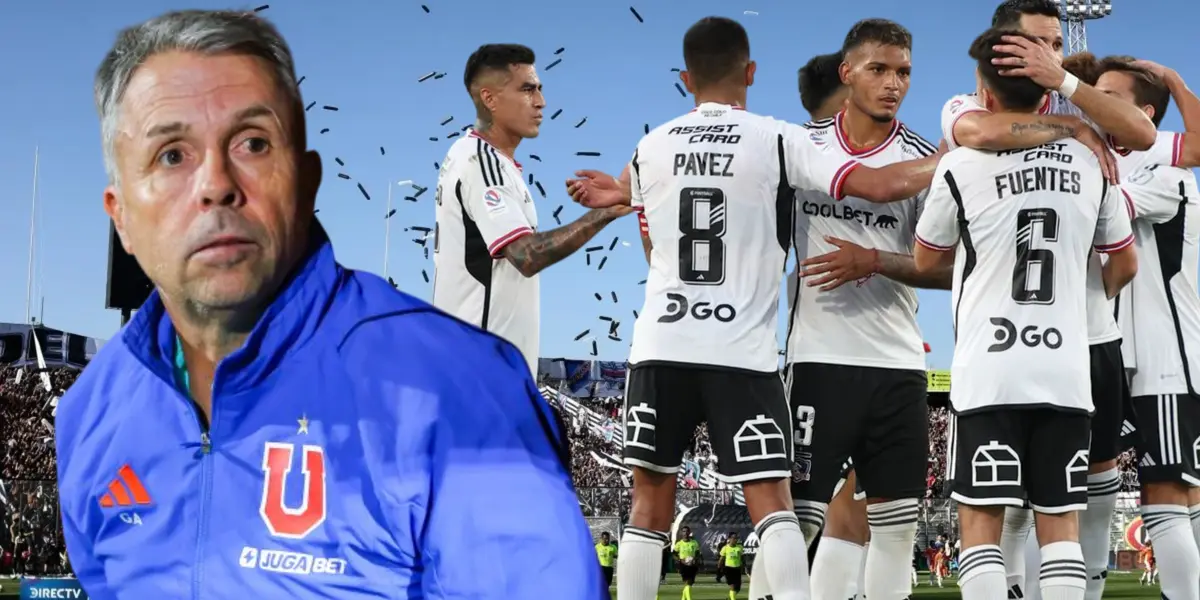 Gustavo Álvarez y jugadores de Colo Colo (Foto tomada de: TNT/Colo Colo/Bulla)