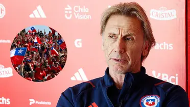 Hinchas de Chile y Ricardo Gareca (Foto tomada de: La Roja/Radio)