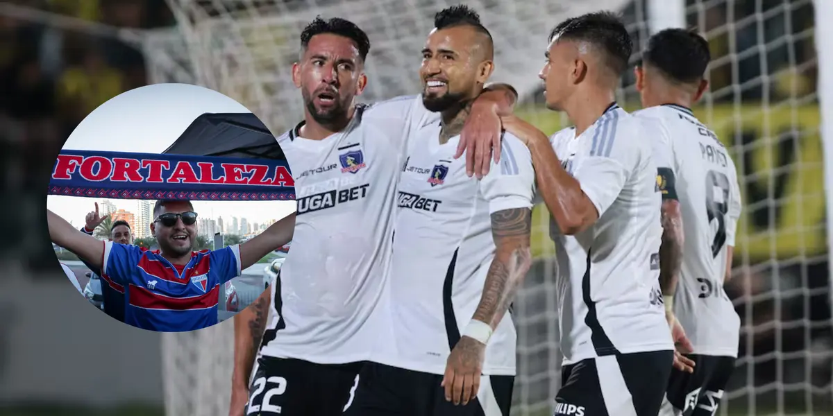 Hinchas de Fortaleza y jugadores de Colo-Colo (Foto tomada de: Colo-Colo/Infobae)