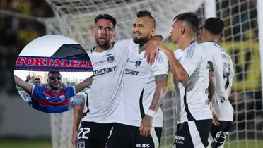 Hinchas de Fortaleza y jugadores de Colo-Colo (Foto tomada de: Colo-Colo/Infobae)