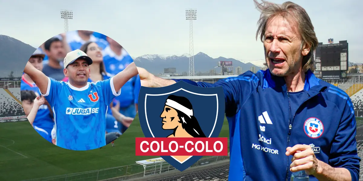 Hinchas de U de Chile y Ricardo Gareca (Foto tomada de: Wikipedia/Universidad de Chile/La Roja)