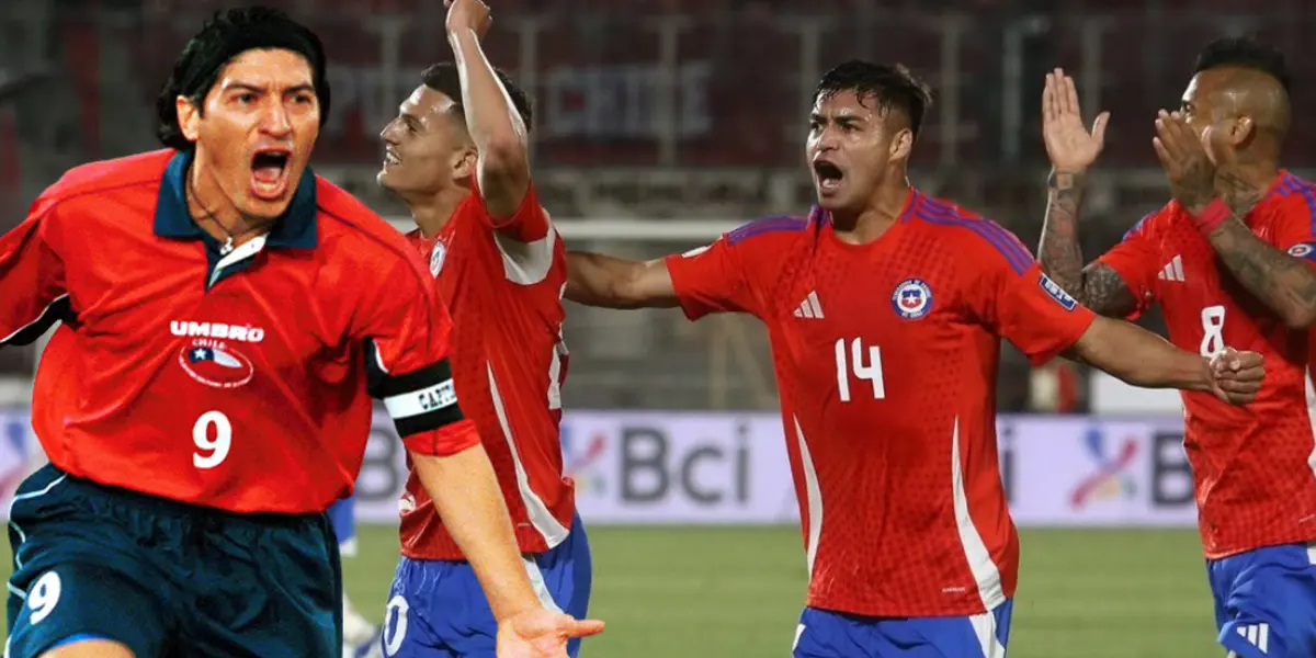 Iván Zamorano y jugadores de La Roja (Foto tomada de: Chile/CONMEBOL)