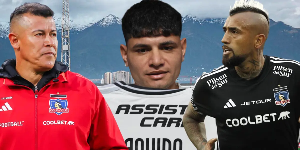 Jorge Almirón, Claudio Aquino y Arturo Vidal (Foto tomada de: Colo Colo/Central/Pauta/La Tercera)