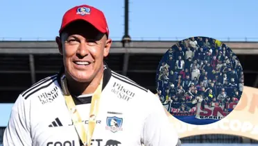 Jorge Almirón e hinchas de Colo-Colo (Foto tomada de: Colo-Colo/Wikipedia)