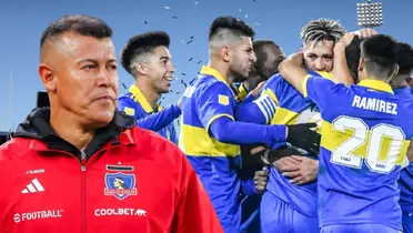 Jorge Almirón y jugadores de Boca Juniors (Foto tomada de: Colo Colo/Chile/Boca Juniors)
