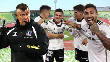 Jorge Almirón y jugadores de Colo Colo (Foto tomada de: Primera/Sentimiento/Colo Colo)