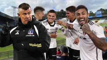 Jorge Almirón y jugadores de Colo-Colo (Foto tomada de: TVU/Colo-Colo)