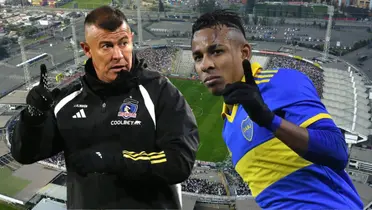 Jorge Almirón y Sebastián Villa (Foto tomada de: Colo Colo/SR/TNT)