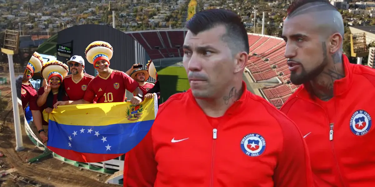 Jugadores de Chile e hinchas de Venezuela (Foto tomada de: La Cuarta/RFI/90 Min)